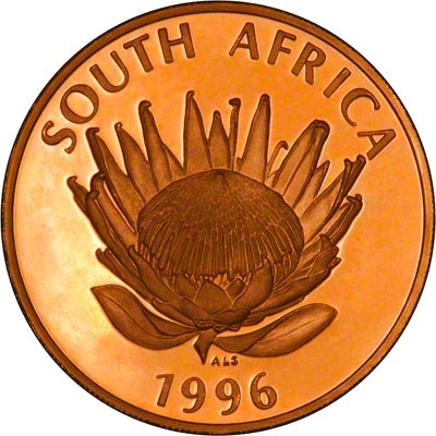 Obverse of 1996 South African One Ounce Protea - New Constitution