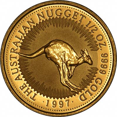 Reverse of 1997 Australian Half Ounce Gold Kangaroo Nugget Coin