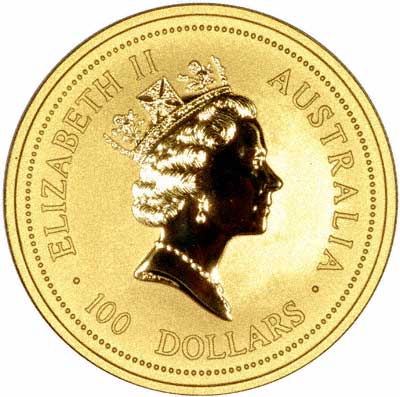 Obverse of 1997 Australian One Ounce Gold Coin