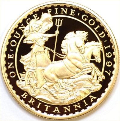 Our Image of 1997 Gold Proof Britannia Reverse