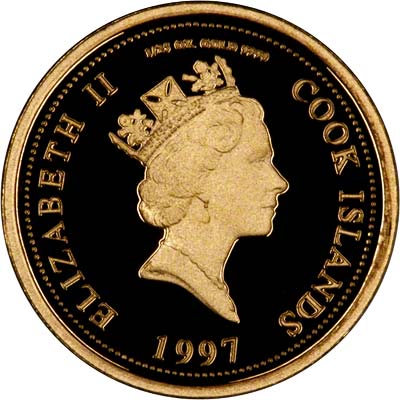 Obverse of 1997 Cook Islands $5 Gold Coin