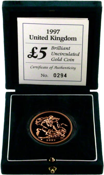 1997 Brilliant Uncirculated Five Pound Gold Coin in Presentation Box