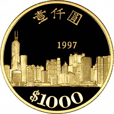 Obverse of 1997 Hong Kong Gold Proof $1000