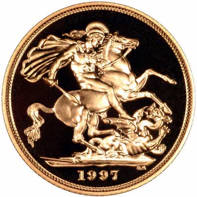 Reverse of 1997 Gold Proof Sovereign