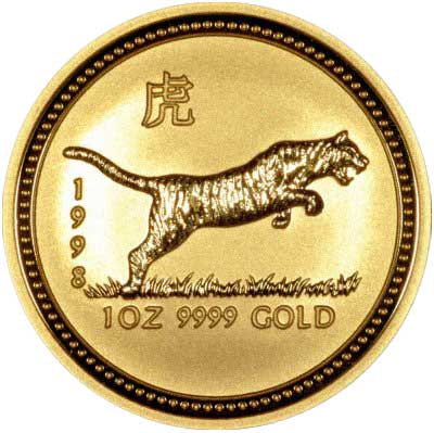 Tiger Reverse of a 1998 Australian Gold Coin