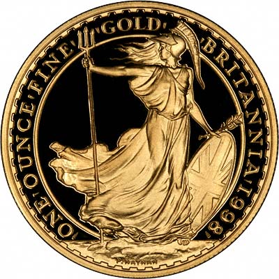 Reverse of 1998 One Ounce Britannia Proof