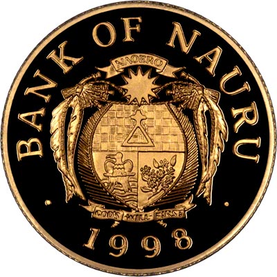 Obverse of 1998 Nauru Gold Proof Fifty Dollars