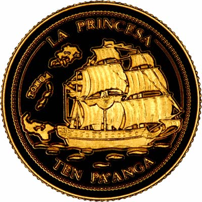 Reverse of 1998 Tonga Gold 10 Pa'Anga