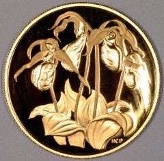 Lady's Slipper Orchid on Reverse of 1999 Canadian 350 Dollars