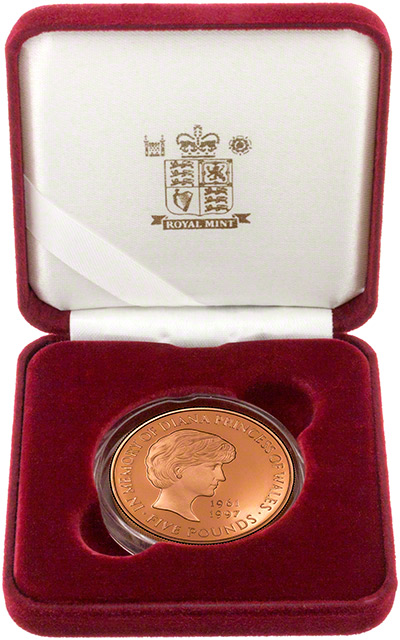 1999 Gold Proof Five Pound Crown in Presentation Box