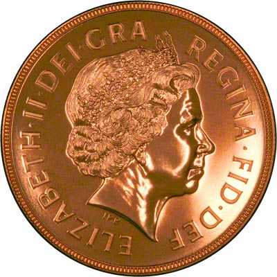 Obverse of the 1999 Brilliant Uncirculated Five Pound Gold Coin