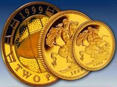 Three Coin Gold Set of 1999 Featuring Rugby £2