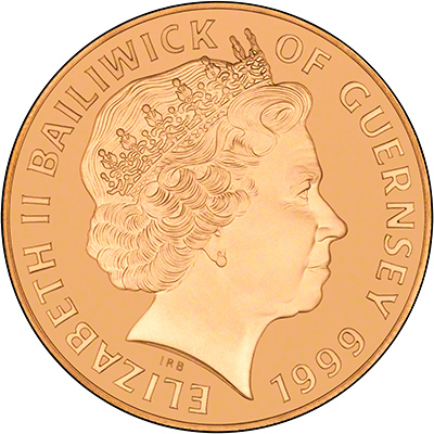 1999 Guernsey 125th Anniversary of the Birth of Churchill Gold Proof £5 Obverse