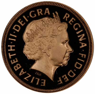 Obverse of Gold Proof Five Pound