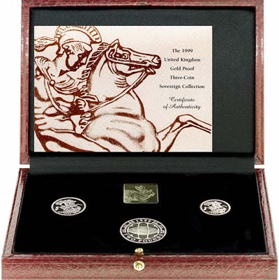 1999 British Gold 3 Coin Proof Set in Presentation Box