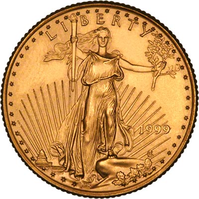 Obverse of 1999 Quarter Ounce Gold Eagle
