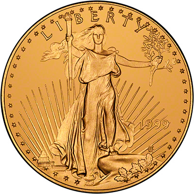 Obverse of 1999 One Ounce Gold Eagle