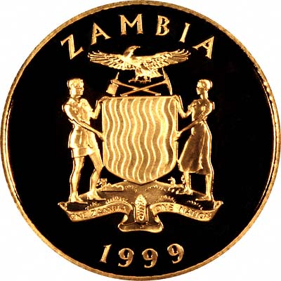 Obverse of 1999 Zambian Gold 10,000 Kwachas