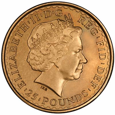 Obverse of 2000 Quarter Ounce Britannia - Twenty Five Pounds