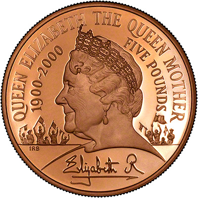 Reverse of 2000 Gold Proof Five Pound Crown
