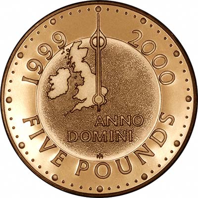 Reverse of the 2000 Millennium Proof Five Pounds Gold Coin