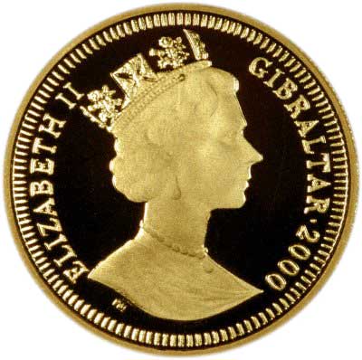 Obverse of 2000 Gibraltar Gold Proof Coin