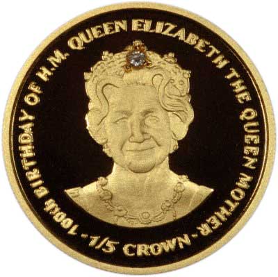 Queen Mother with Diamond Tiara on Reverse of 2000 Gibraltar Gold Crown