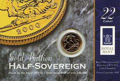 Our 2000 Gold Bullion Half Sovereign Obverse Photograph