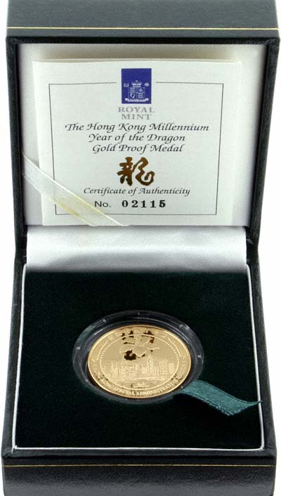 2000 Year of the Dragon Gold Proof Medallion Presentation Box