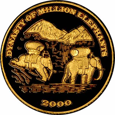 Reverse of 2000 Laotian 2,000 Kip