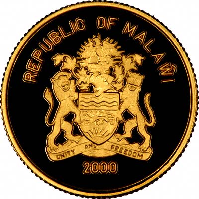 Obverse of 2000 Malawian Gold 5 Kwacha