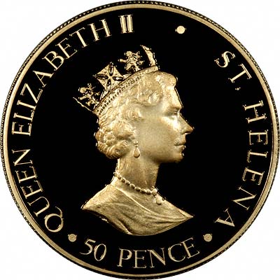 Obverse of 2000 Saint Helena 50 Pence Gold Proof Coin