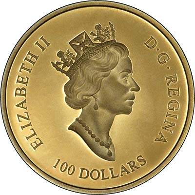 Obverse of 2001 Canadian Gold Proof 100 Dollars
