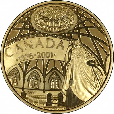 Reverse of 2001 Canadian Gold Proof 100 Dollars