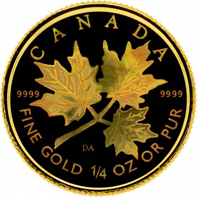 Reverse of 2001 Canadian Quarter Ounce Gold Maple Leaf - 10 Dollars