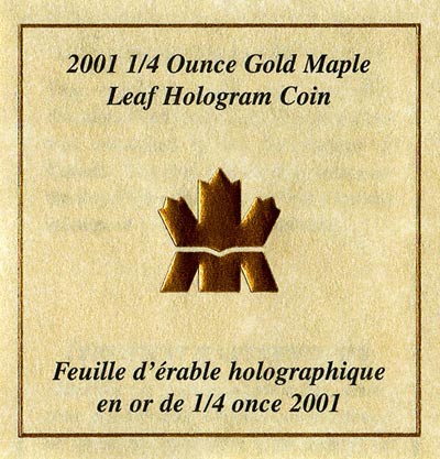 2001 Canadian Quarter Ounce Gold Maple Leaf Certificate