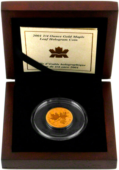 2001 hologram $10 gold maple in presentation box