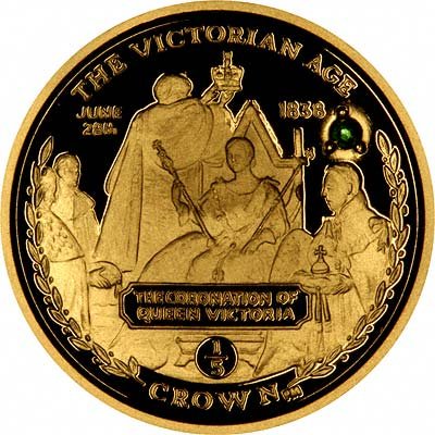 Queen Victoria - 1838  Coronation is Commemorated on Reverse of 2001 Gibraltar Emerald Set Gold Crown