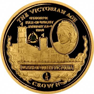 Queen Victoria - 1901 Death at Osborne House is Commemorated on Reverse of 2001 Gibraltar Black Sapphire Set Gold Crown