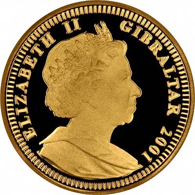 Obverse of 2001 Gibraltar Gold Proof Coin