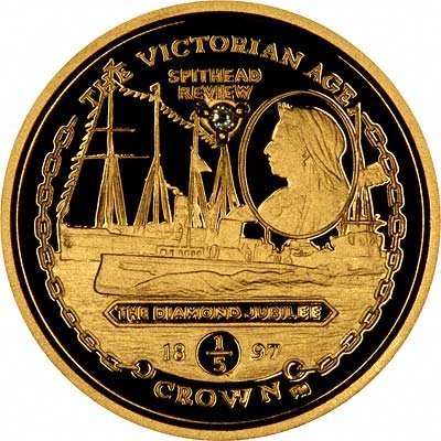 Queen Victoria's Diamond Jubilee in 1897 is Commemorated on Reverse of 2001 Gibraltar Diamond Set Gold Crown