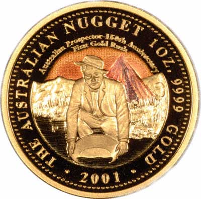 Reverse of 2001 Australian One Ounce Gold Proof Nugget