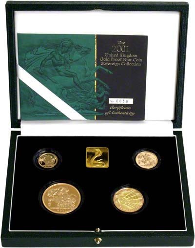 Four Coin Gold Set of 2001 Featuring Marconi £2