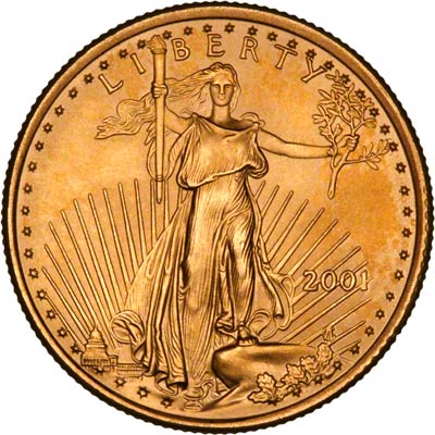 Obverse of 2001 Quarter Ounce Gold Eagle