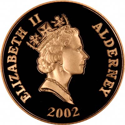Obverse of 2002 Alderney Gold £5 Crown