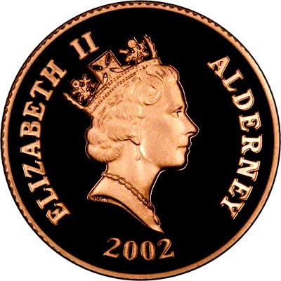Obverse of 2002 Alderney Gold Proof £25