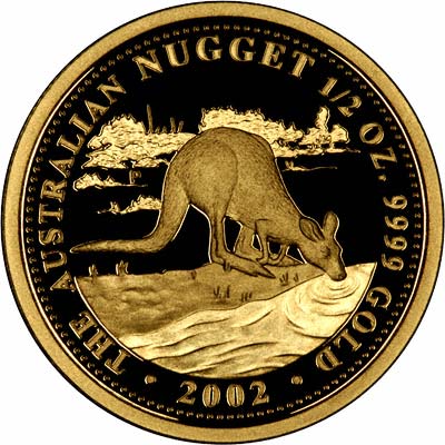 Reverse of 2002 Australian Half Ounce Gold Prospector Proof Nugget