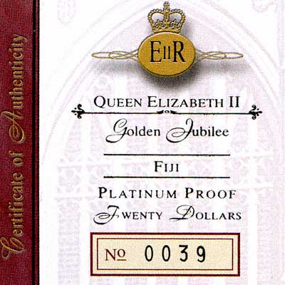 2002 Fiji $20 Golden Jubilee Westminster Chorister