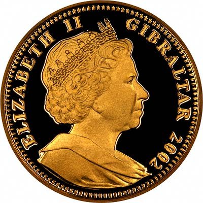 Obverse of 2002 Gibraltar Gold Proof Coin
