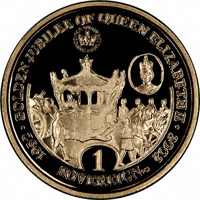 State Coach on Reverse of 2002 Gibraltar Golden Jubilee Proof Sovereign